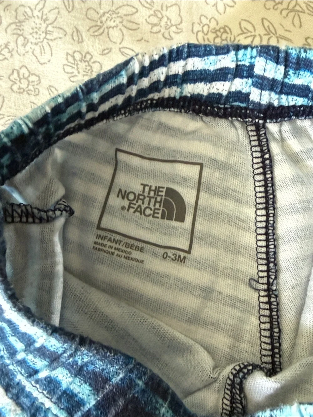 The North Face Infant Navy‎ & Light Blue Striped Cotton Shorts Size 0-3 Months